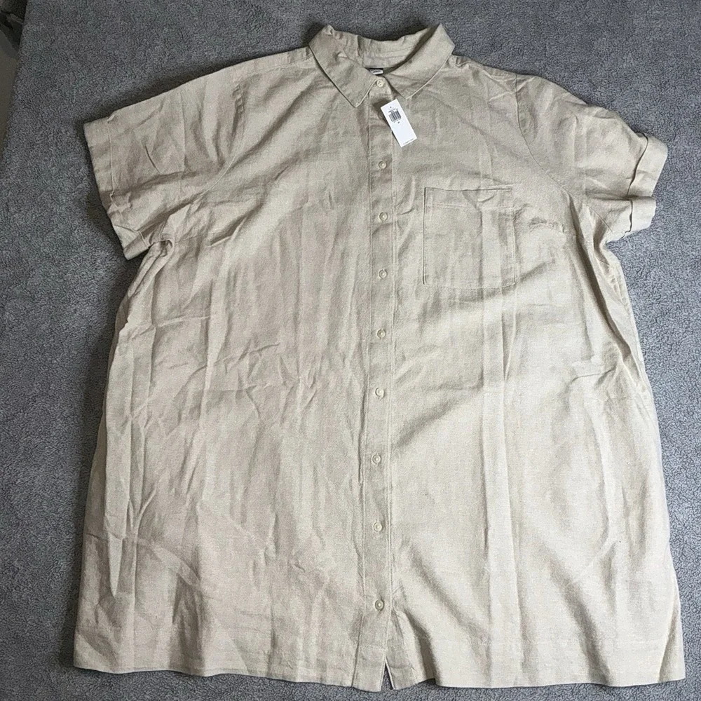 Men's‎ Old Navy Linen Blend Button Up Short Sleeve Shirt 2XL - Picture 2 of 7